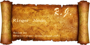 Ringer Jónás névjegykártya